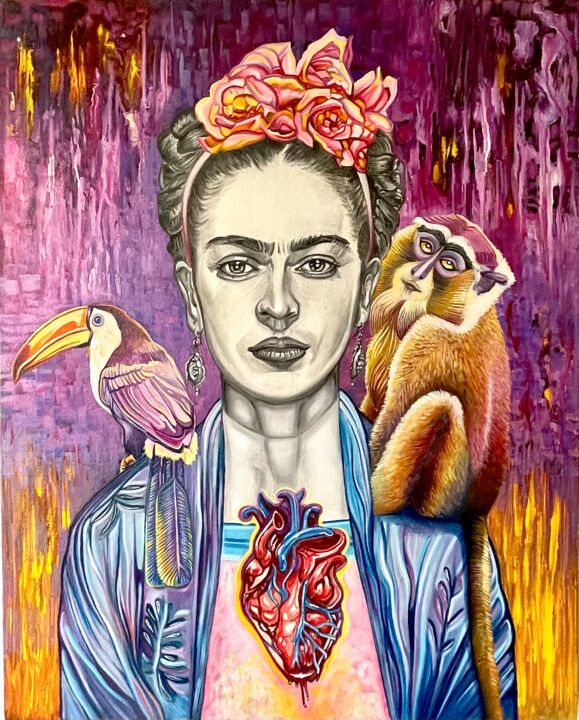 Painting titled "Frida" by Veronika Primas, Original Artwork, Oil
