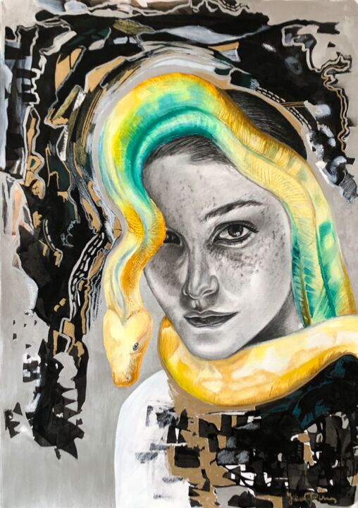 Drawing titled "Poison" by Veronika Primas, Original Artwork, Charcoal