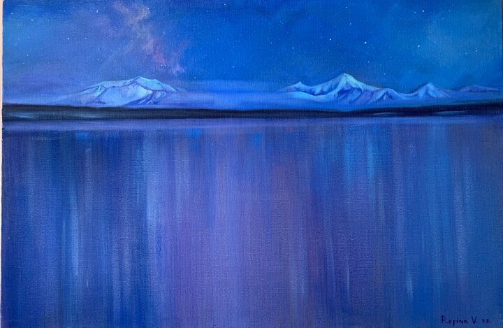 Ζωγραφική με τίτλο "night mountains" από Veronika Repina, Αυθεντικά έργα τέχνης, Λάδι