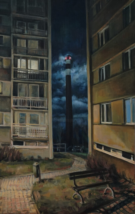 Peinture intitulée "Nightwatcher" par Veronika Tucoglidisová, Œuvre d'art originale, Huile