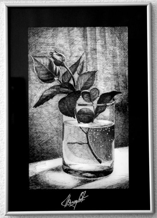 Dibujo titulada "La Rose.jpg" por Igor Yagodkin, Obra de arte original, Tinta