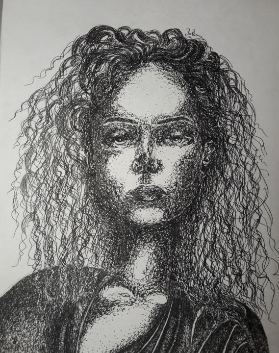 Картина под названием ""Немая красота"" - Вероника Бабенкова, Подлинное произведение искусства, Гелевая ручка