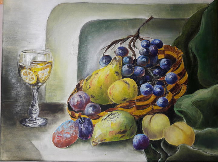 Картина под названием "Натюрморт с фруктами" - Вероника Бабенкова, Подлинное произведение искусства, Масло