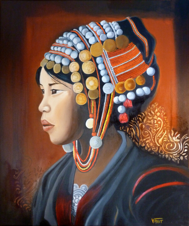 Painting titled "Akha" by Véronique Abt, Original Artwork, Oil