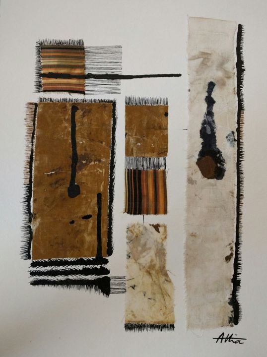 Textilkunst mit dem Titel "Campement" von Véronique Attia, Original-Kunstwerk, Acryl