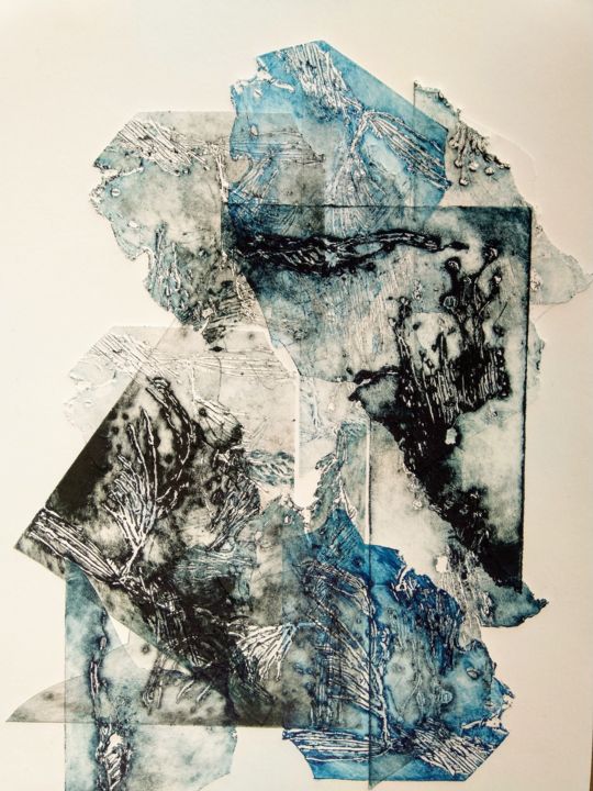 Gravures & estampes intitulée "Délitement arctique…" par Véronique Attia, Œuvre d'art originale, Gravure