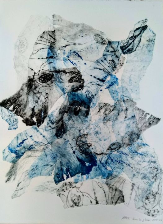 Estampas & grabados titulada "Sous la glace colle…" por Véronique Attia, Obra de arte original, Grabado