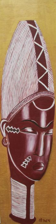 Peinture intitulée ""Masque 2"" par Soham, Œuvre d'art originale, Huile