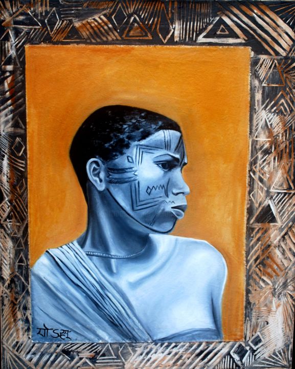 Pintura titulada ""Scarifications"" por Soham, Obra de arte original, Oleo