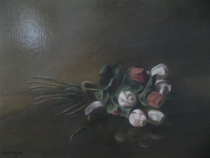 Картина под названием "gerbe de fleurs" - Véronique Bonamy, Подлинное произведение искусства, Масло