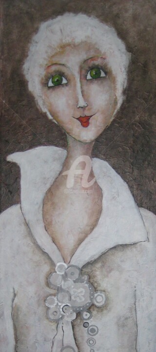 Peinture intitulée "Blanche" par Véronique Clanet, Œuvre d'art originale, Acrylique