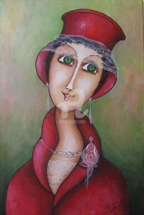 Painting titled "Margaux" by Véronique Clanet, Original Artwork, Acrylic