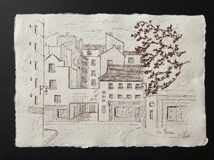 Drawing titled "Le Marais" by Véronique Crombé, Original Artwork, Ink