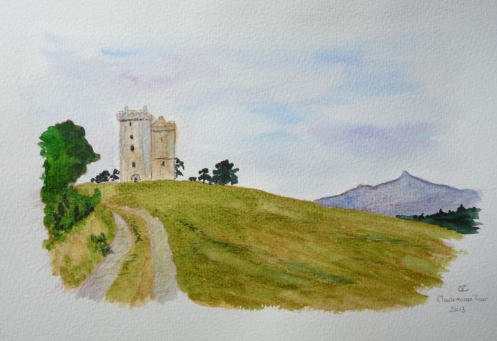 Peinture intitulée "Clackmannan Tower" par Véronique Crombé, Œuvre d'art originale