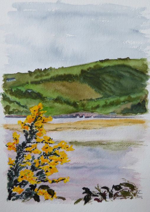 Peinture intitulée "The sandflats, Harb…" par Véronique Crombé, Œuvre d'art originale, Aquarelle