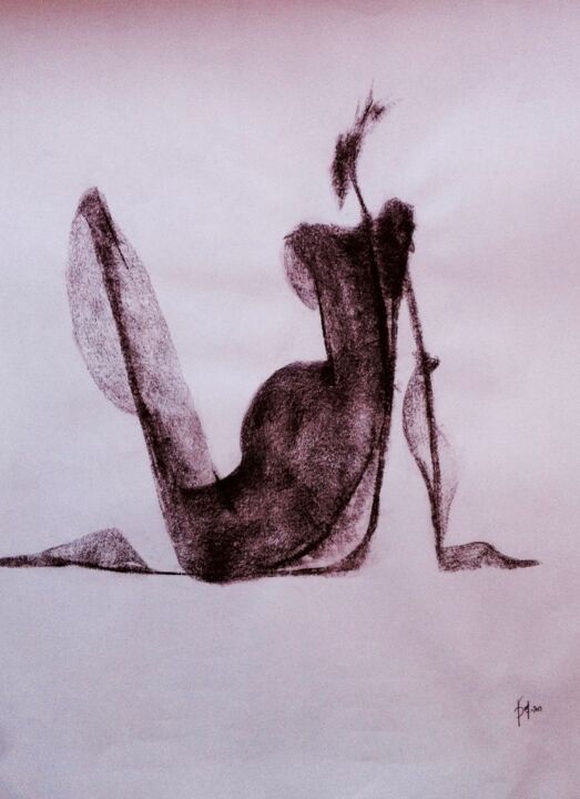 Desenho intitulada "paresse" por Véronique Ducreux, Obras de arte originais, Conté