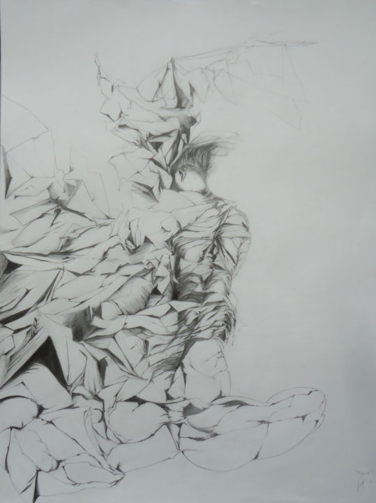 Drawing titled "FUGUE" by Véronique Ducreux, Original Art, Pencil