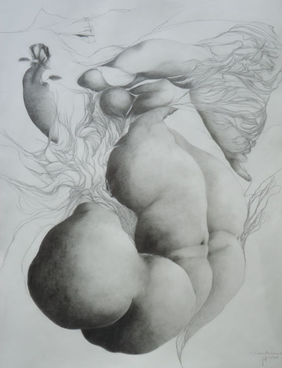 Dessin intitulée "DESENCHANTEMENT" par Véronique Ducreux, Œuvre d'art originale, Crayon