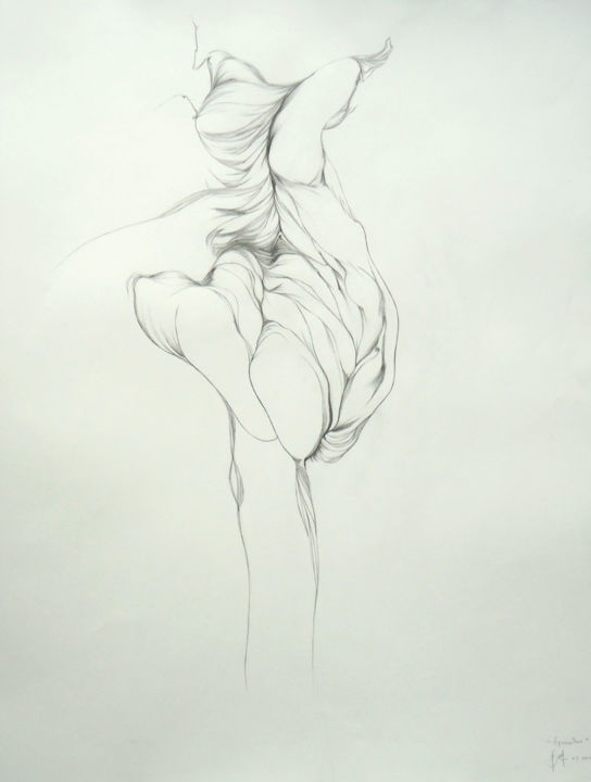 Desenho intitulada "APESANTEUR" por Véronique Ducreux, Obras de arte originais, Lápis