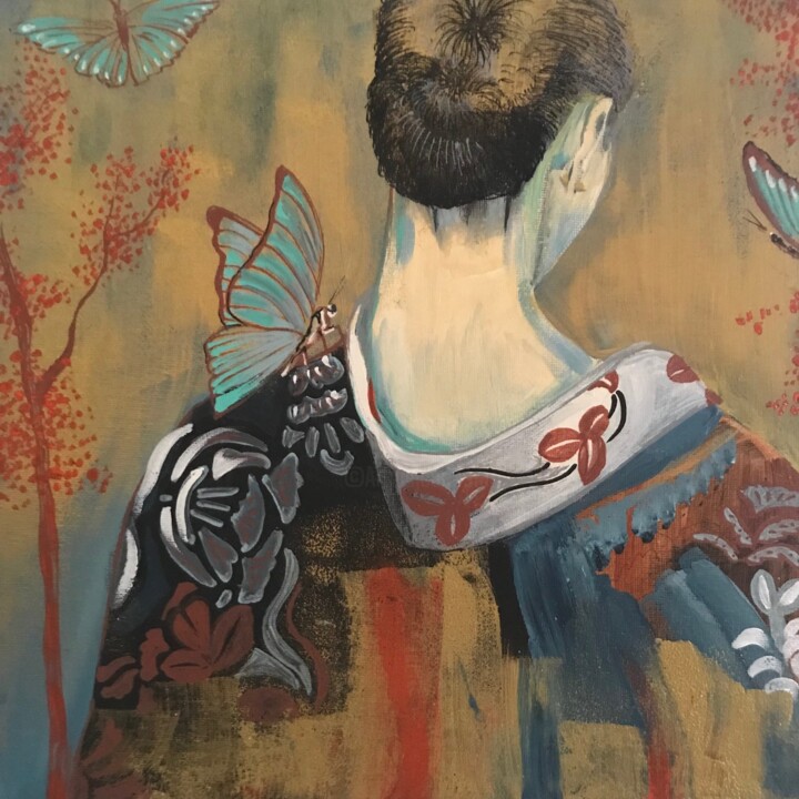 Peinture intitulée "les fées papillons" par Veronique Gaëlle Martin, Œuvre d'art originale, Acrylique Monté sur artwork_cat.