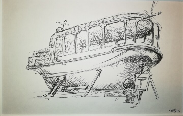 Drawing titled "La vedette de Dinard" by Veronique Gaudin, Original Artwork, Ink