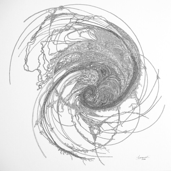 Dessin intitulée "Autour du monde" par Véronique Grinenwald, Œuvre d'art originale, Encre