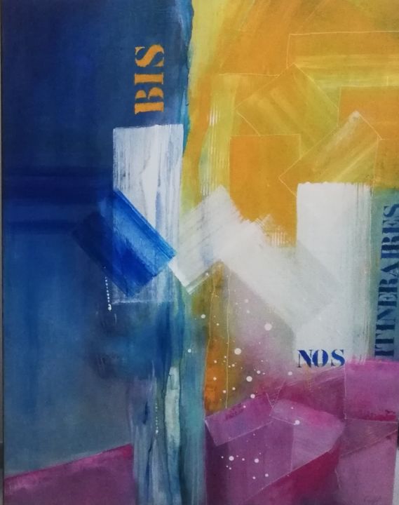 Peinture intitulée "Nos itinéraires bid" par Véronique Guillet, Œuvre d'art originale, Acrylique