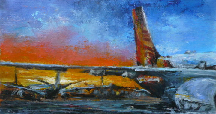 Painting titled "Airport 2018-02-25" by Véronique Heim, Original Artwork, Acrylic