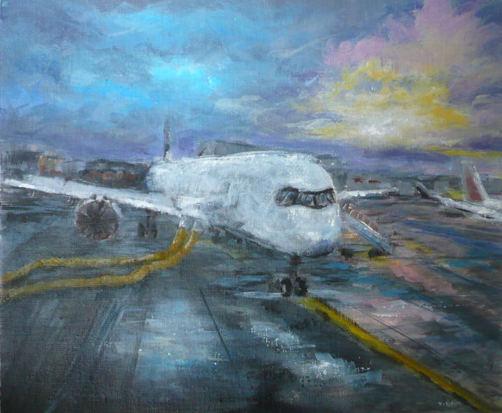 Painting titled "Refueling 2018-03-01" by Véronique Heim, Original Artwork, Acrylic