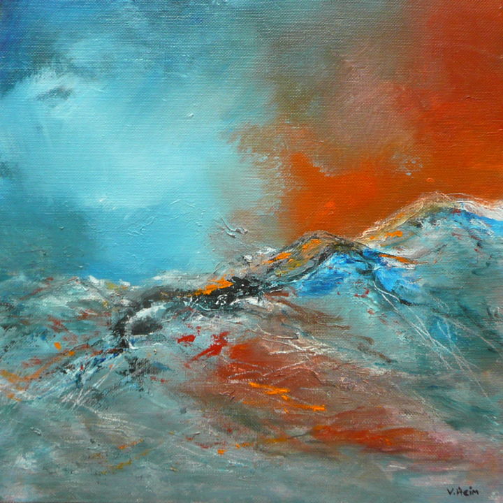 Painting titled "Abstract landscape" by Véronique Heim, Original Artwork, Acrylic