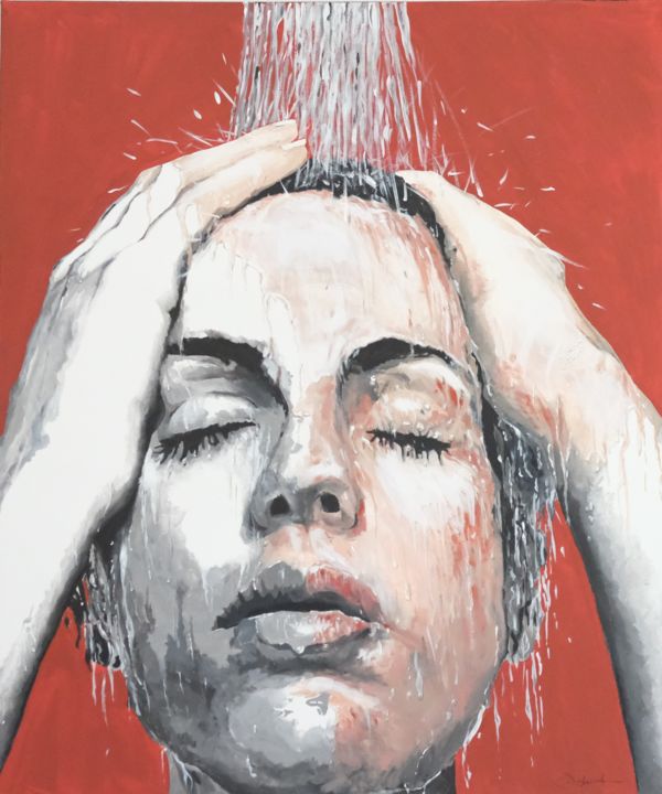 Peinture intitulée "La douche" par Véronique Jolly, Œuvre d'art originale, Acrylique