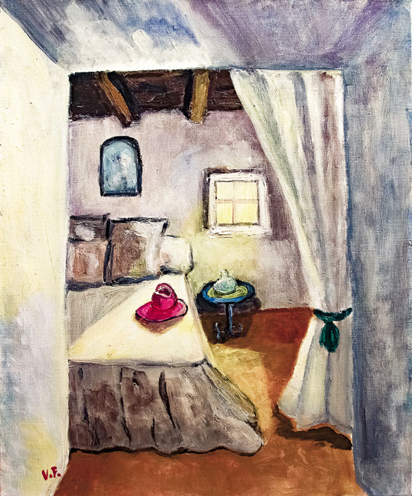 Peinture intitulée "La chambre grecque" par Véronique-Joséphine Françaix, Œuvre d'art originale, Acrylique