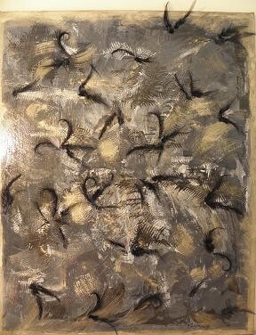 Painting titled "Plumes" by Véronique Keraudy, Original Artwork, Acrylic Mounted on Wood Stretcher frame