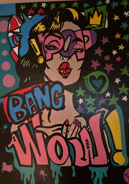 Painting titled "Wow" by Veronique Lalonde, Original Artwork, Acrylic Mounted on Wood Stretcher frame