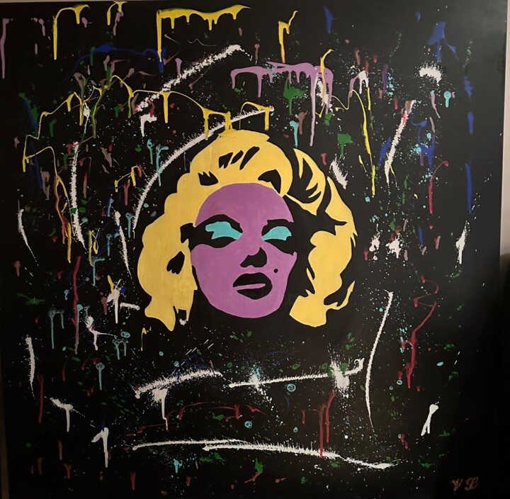 Painting titled "M.M" by Veronique Lalonde, Original Artwork, Acrylic Mounted on Wood Stretcher frame