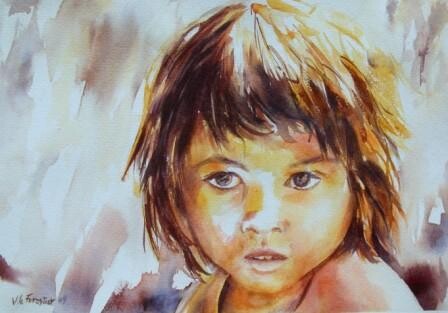 Painting titled "Cambodgienne" by Véronique Le Forestier, Original Artwork