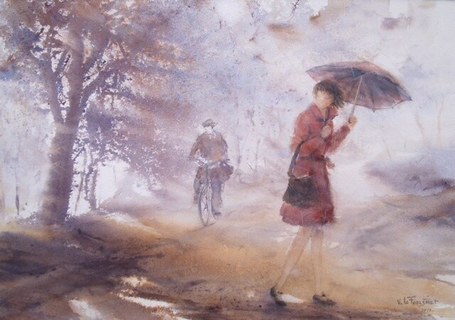 Картина под названием "Surprise" - Véronique Le Forestier, Подлинное произведение искусства