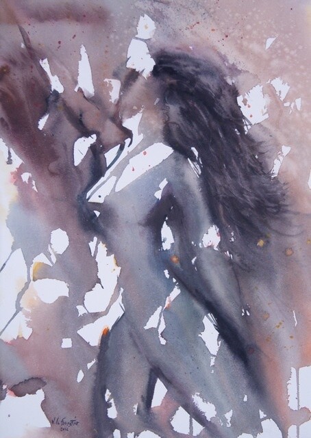 Peinture intitulée "Femme de lumière" par Véronique Le Forestier, Œuvre d'art originale, Aquarelle