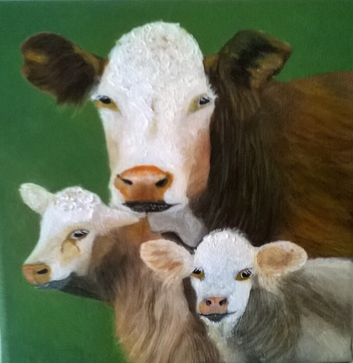 Peinture intitulée "Vache" par Veronique Lemercier, Œuvre d'art originale, Acrylique