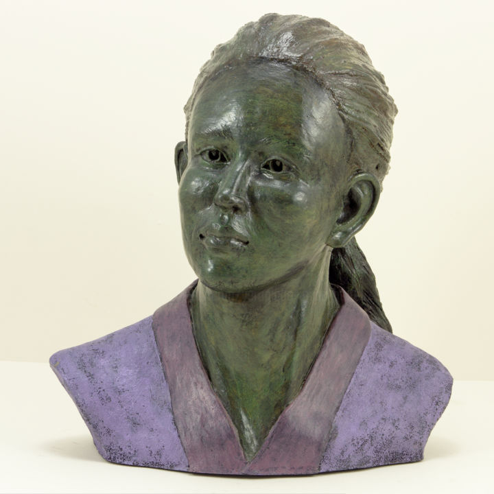 Rzeźba zatytułowany „En Peignoir” autorstwa Véronique Lopez-Boiteux, Oryginalna praca, Terakota