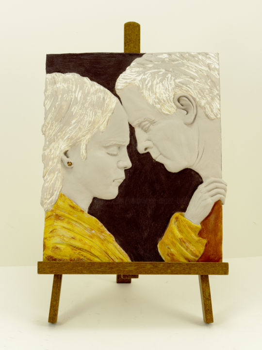 Scultura intitolato "L'un pour l'autre" da Véronique Lopez-Boiteux, Opera d'arte originale, Terracotta