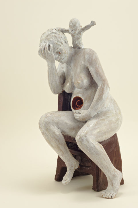 Sculpture titled "À Julien" by Véronique Lopez-Boiteux, Original Artwork, Terra cotta
