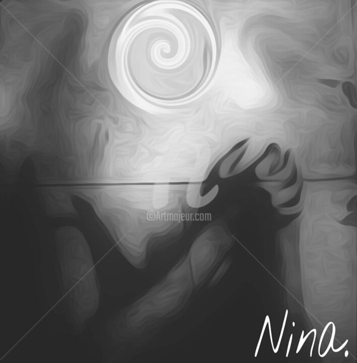 「Auto portrait Nina」というタイトルのデジタルアーツ Véronique Marcheseによって, オリジナルのアートワーク
