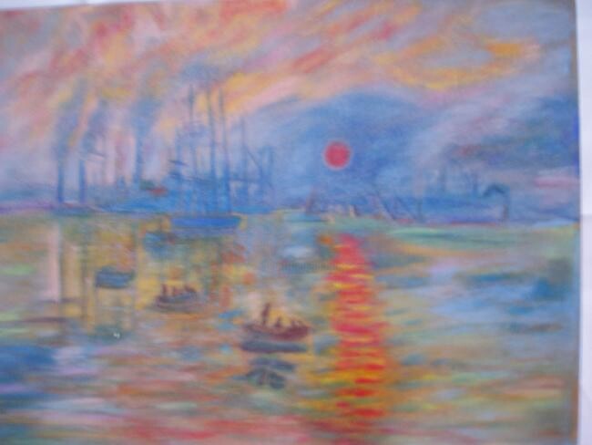 Painting titled "Reproduction Monet" by Véronique Martin, Original Artwork