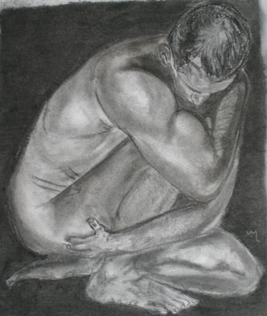 Painting titled "Homme nu" by Véronique Martin, Original Artwork