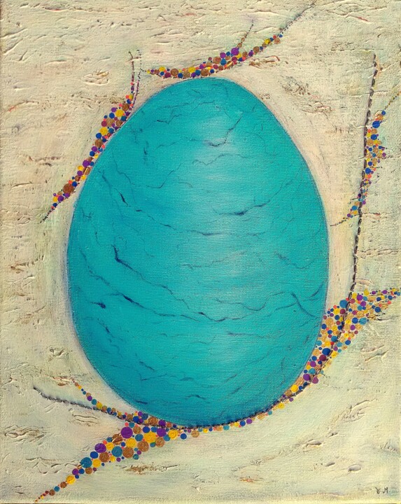 Painting titled "turquoise.jpg" by Veronique Menard, Original Artwork, Acrylic