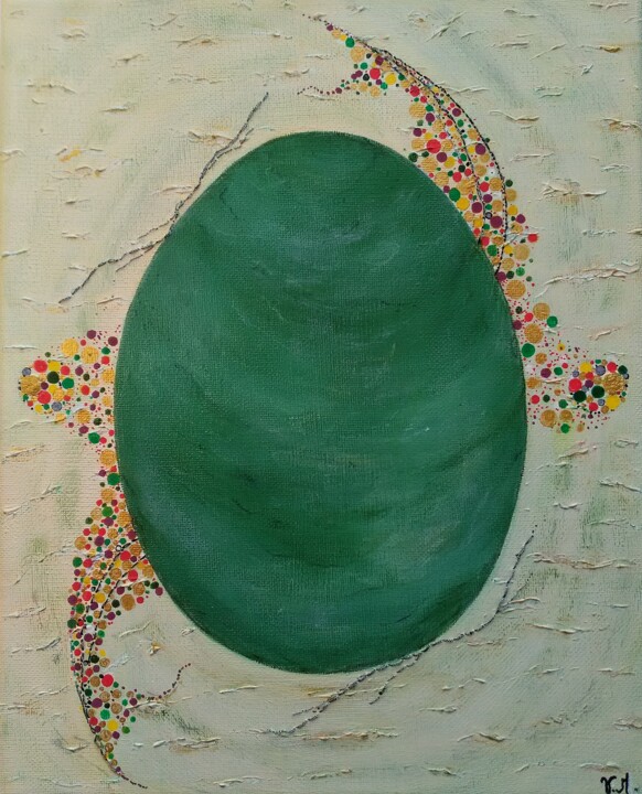 Painting titled "jade.jpg" by Veronique Menard, Original Artwork, Acrylic