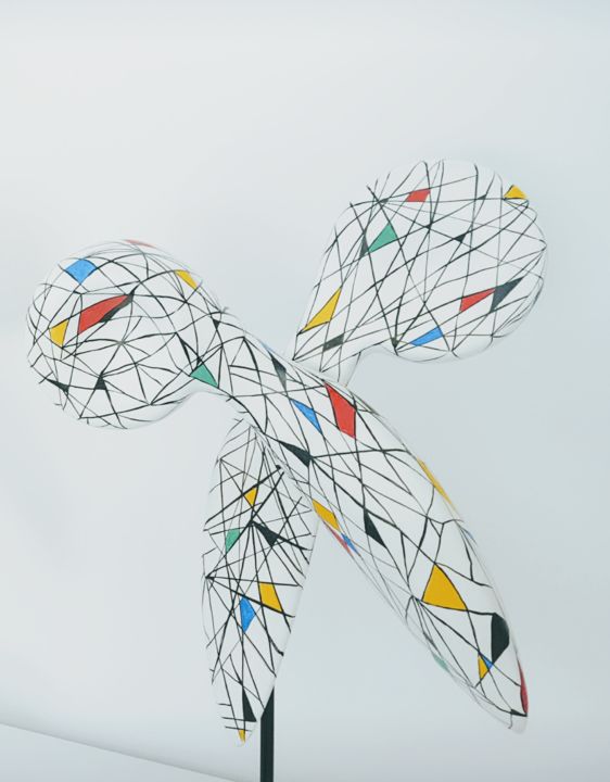 Sculpture intitulée "Ciseau Mondrian" par Véronique Pinault, Œuvre d'art originale, Résine