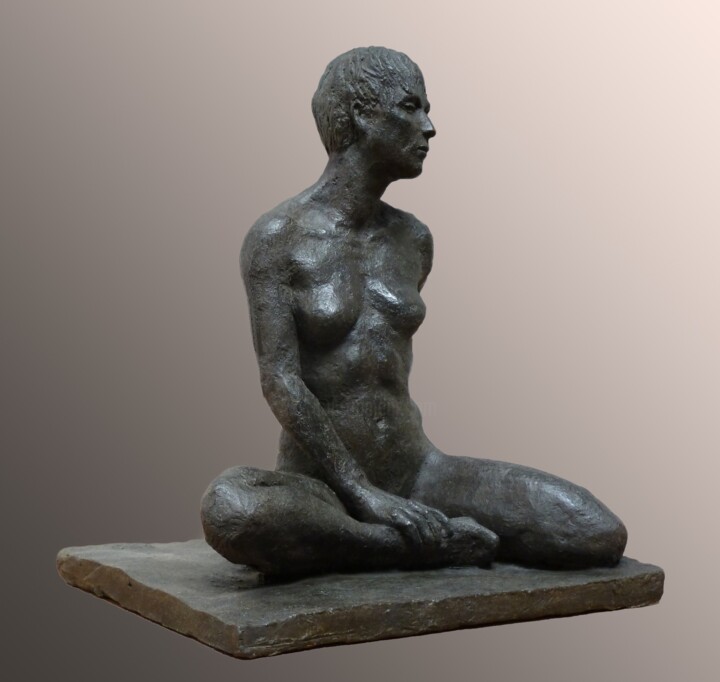Скульптура под названием "Solitude" - Pico Sculpteur, Подлинное произведение искусства, Терракота