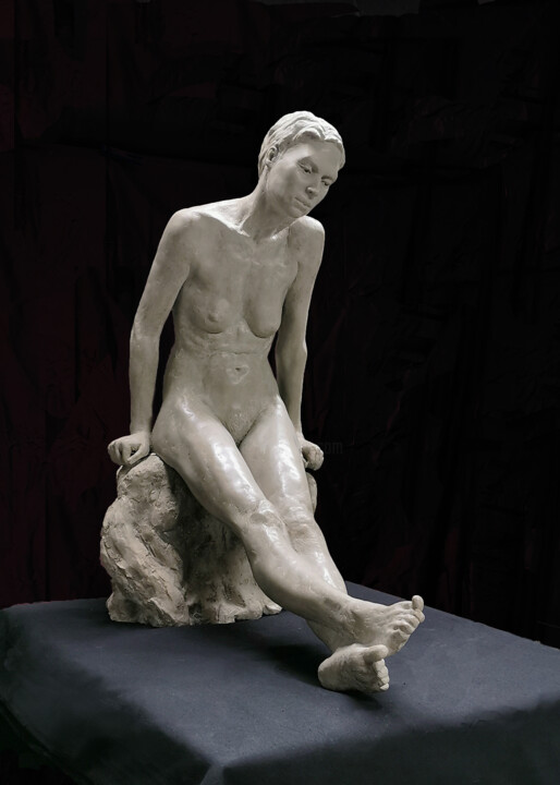 Scultura intitolato "Réflexion" da Pico Sculpteur, Opera d'arte originale, Resina